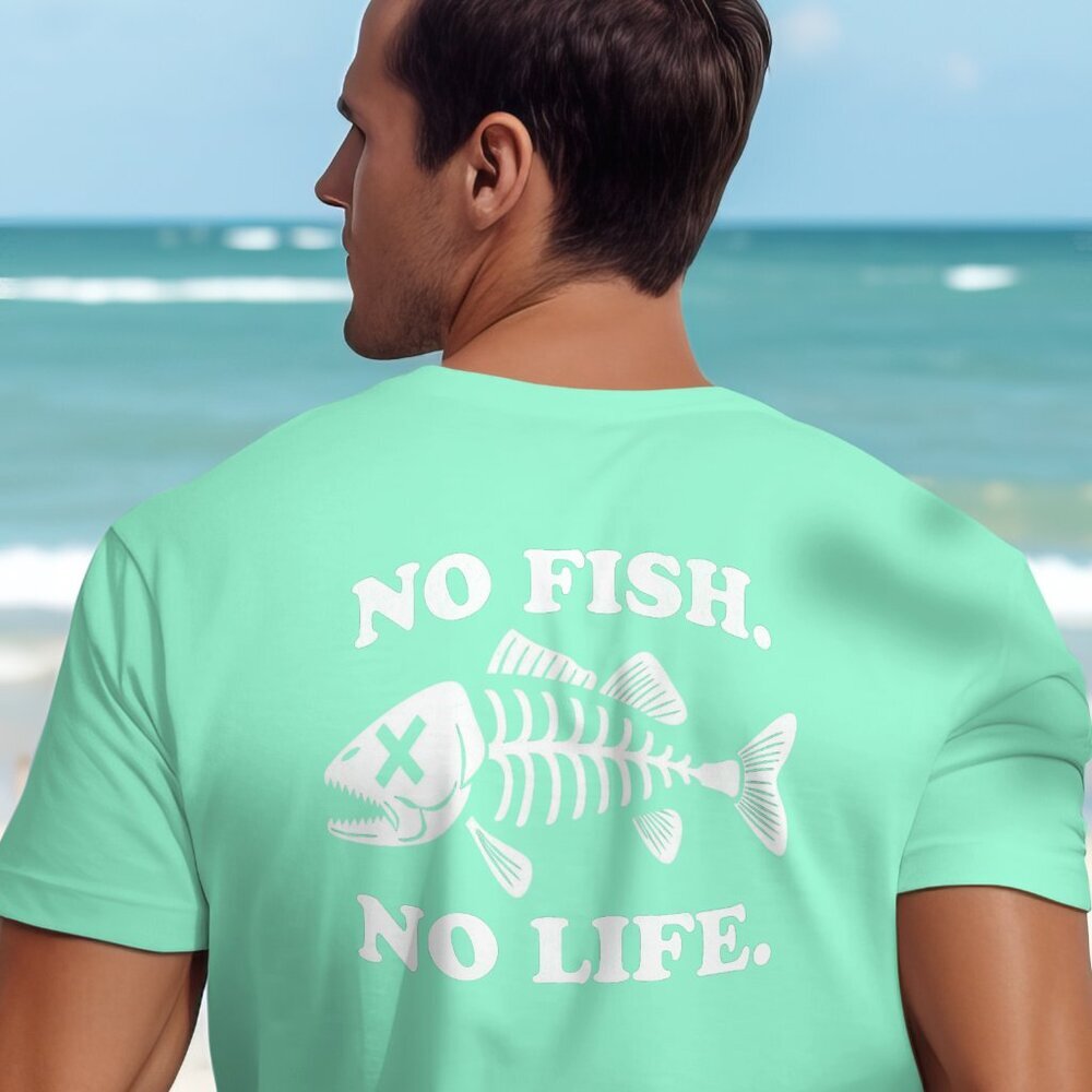 No Fish No Life Fishing Brand T-shirt Gift for Men